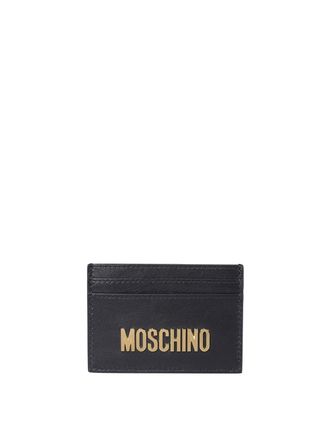 Moschino Metal logo lettering leather card holder