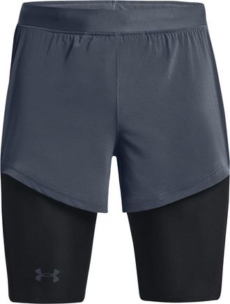 Under Armour Mens Rush Ua 2-in-1 Athletic Shorts in Gray - Grey - Size Small