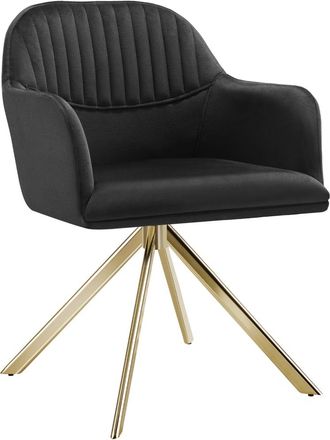 TecTake Silla de comedor giratoria 360º terciopelo, 56x59x81 cm negro/oro