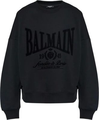 Balmain Felpa con stampa logo - Nero