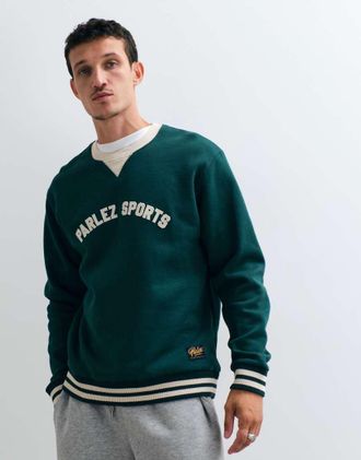 Parlez Clothing felpa con logo sportivo e righe a contrasto in verde scuro