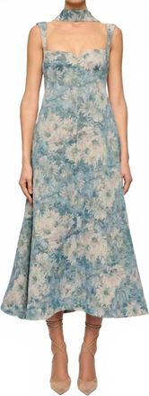Clea Zinnia Midi Dress In Aquarelle/jacquard