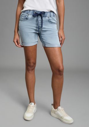 Arizona Jeansshorts ARIZONA, Damen, Gr. 34, N-Gr, bleached, Denim/Jeans, Obermaterial: 59% Baumwolle, 40% Polyester, 1% Elasthan, unifarben, figurbetont kurz,