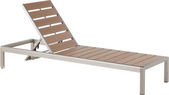 Beliani Beliani - Tumbona De Jard&iacute;n De Metal Plateado Madera Clara Pl&aacute;stica Respaldo Reclinable Nardo