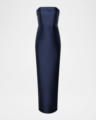 Theia Gaia Strapless Mikado Column Gown