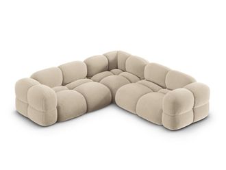 Cosmopolitan Design Sof&aacute; esquinero 4 plazas terciopelo beige claro