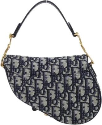 Dior Pre-owned Oblique Canvas Shoulder Bag - Dames - Vintage Schoudertas - Blauw - ONE Size - Vintage