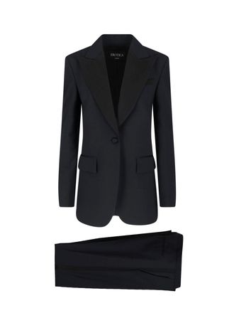Dondup Black Virgin Wool-Blend Double Breasted Suit