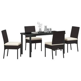 Berkfield Home Modern 5 Piece Garden Dining Set Black Poly Rattan