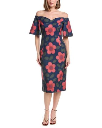 Rene Ruiz Off-The-Shoulder Puff Sleeve Midi Dress