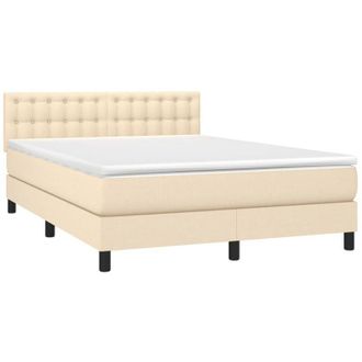 vidaXL Vidaxl - Cama Box Spring Colch&oacute;n Y Luces Led Tela Crema 140x200 Cm