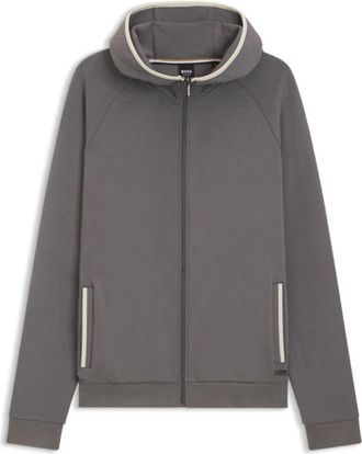 BOSS Contrast-binding zip-up hoodie in a cotton blend