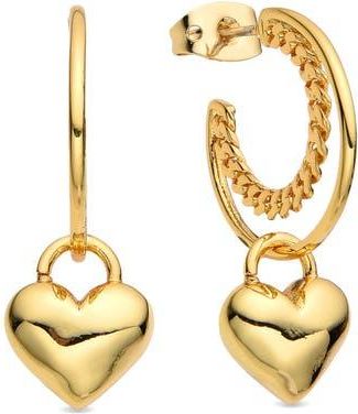 Eye Candy Los Angeles Maria Heart Drop Hoop Earrings in Gold at Nordstrom Rack