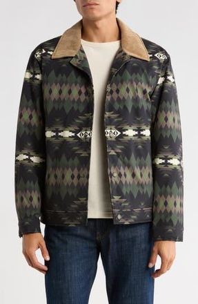 Pendleton Printt Faux Shearling Lined Trucker Jacket in Olive Papago at Nordstrom Rack, Size Large