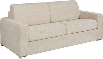 Vente-Unique Sof&aacute; cama de 4 plazas de apertura r&aacute;pida de tela rizada beige - Somier de l&aacute;minas para cama de 160 cm - Colch&oacute;n con memoria de forma de 22 cm CALITO