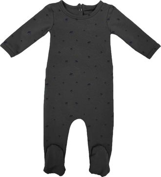 Maniere Acorn Print Footie in Charcoal at Nordstrom, Size 12 M