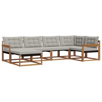 vidaXL Conjunto De Sof&aacute;s De Exterior 6 Pcs Gris Natural Y Claro Vidaxl