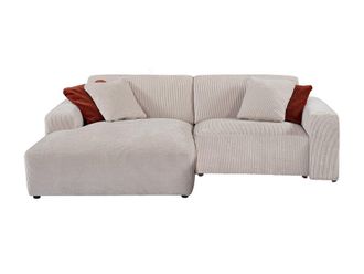 VENTE-UNIQUE.COM Sof&aacute; rinconera terciopelo 4 plazas beige 254x161cm