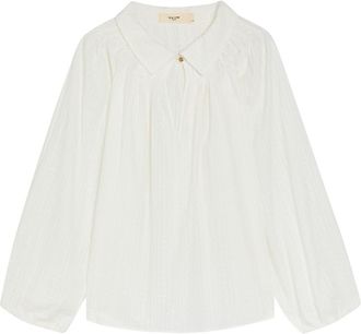 Skiim Embroidered Gathered Cotton Shirt - White - 34 (UK6 / XS)