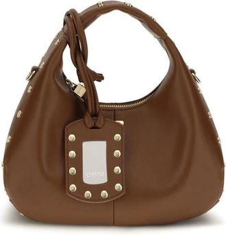 Ganni Mini Borsa Hobo Borchiata - - Bags - Donna - Marrone - ONE SIZE