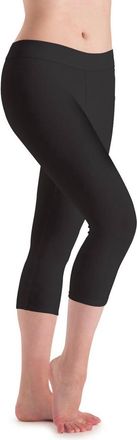 Motionwear Silkskyn Flat Waist Capri Leggings - Plus In Black