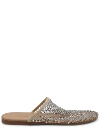 Alysi Mesh Rhinestone Polyester Slip On Mules