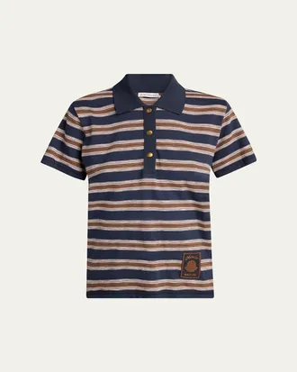 Moncler Striped Short-Sleeve Polo