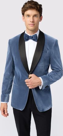 Antique Rogue Mens Smoke Blue Velvet Slim Fit Jacket - Size 50 (Chest)