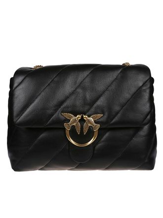 Pinko Love Big Puff Black Sheepskin Shoulder Bag