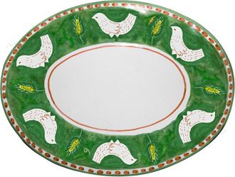 Arcucci green feather tray oval 43 cm