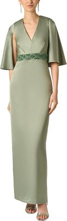 Aidan Mattox Crepe Back Satin Long Dress