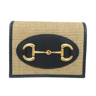 Gucci Beige Navy Canvas Leather Wallet (Bi-Fold) (Pre-Owned)