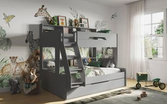 Flair Interstellar Triple Bunk Bed in Grey | Size: Single