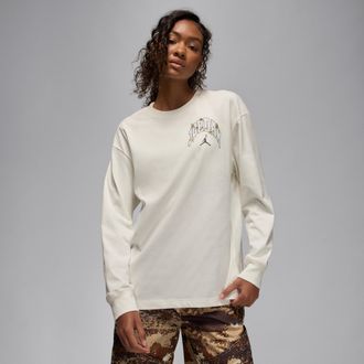 Nike Jordan Womens Jordan Brooklyn Realtree Long-Sleeve T-Shirt in White | HV0448-133