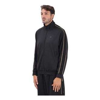 Emporio Armani Zip-throughs, male, Black, XL, Black Zip Jumper Modern Style