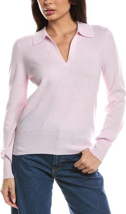 Fort&eacute; Cashmere Split Neck Cashmere Polo Sweater
