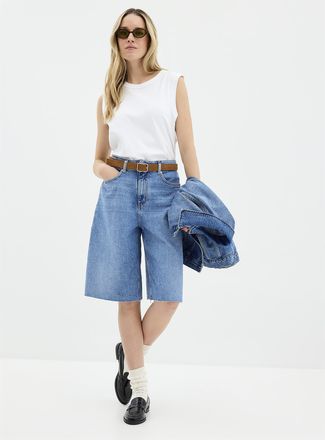 Contemporaine Womens Raw finish luxurious denim Bermuda short Fit: Wide leg, high rise