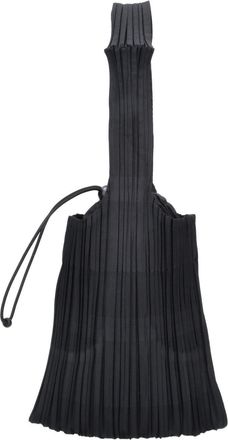 Pleats Please Issey Miyake Black Pleats Please Fabric Pleated Shoulder Bag