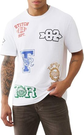 True Religion Embroidered Uni Logos Cotton Graphic T-Shirt in Optic White at Nordstrom, Size Xx-Large