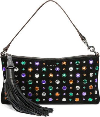 Aim&eacute;e Onyx Hour Novelty Zip Clutch in Multi Jewels at Nordstrom