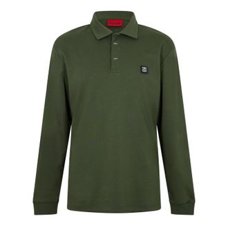 HUGO BOSS Hugo Herenpoloshirt met kraag en lange mouwen (Donkergroen)