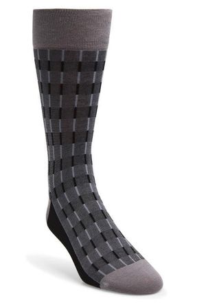 Cole Haan Stripe Cotton Blend Dress Socks in Black at Nordstrom