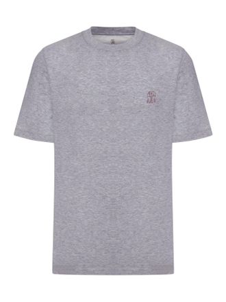 Brunello Cucinelli COTTON T-SHIRT WITH CONTRASTING LOGO PRINT - Brunello Cucinelli - Man