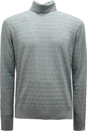 Armani Truien & Vesten, Heren, Blauw, S, Turtleneck Sweater Silver Blue Style