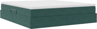vidaXL Storage Bed with Mattress Dark Green 160 x 200 cm Velvet vidaXL