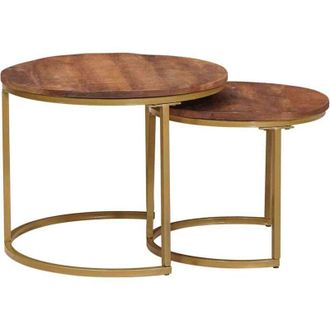 vidaXL Nesting Coffee Tables 2 pcs Solid Mango Wood and Steel vidaXL