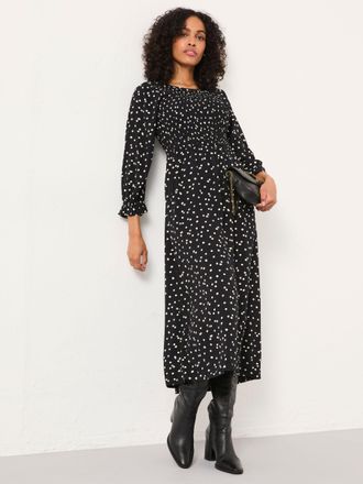 Fat Face FatFace Mabel Black Polka Dot Regular Midi Dress