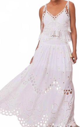 LoveShackFancy Cassaro Eyelet Cotton Maxi Skirt In White