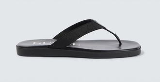 Gucci Logo canvas and leather thong sandals