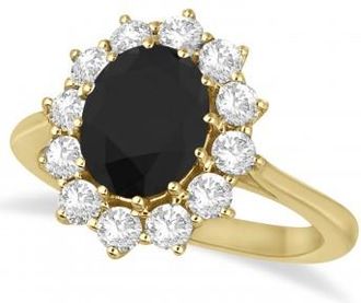 Allurez Oval Black & White Diamond Accented Ring 14k Yellow Gold (2.80ctw)